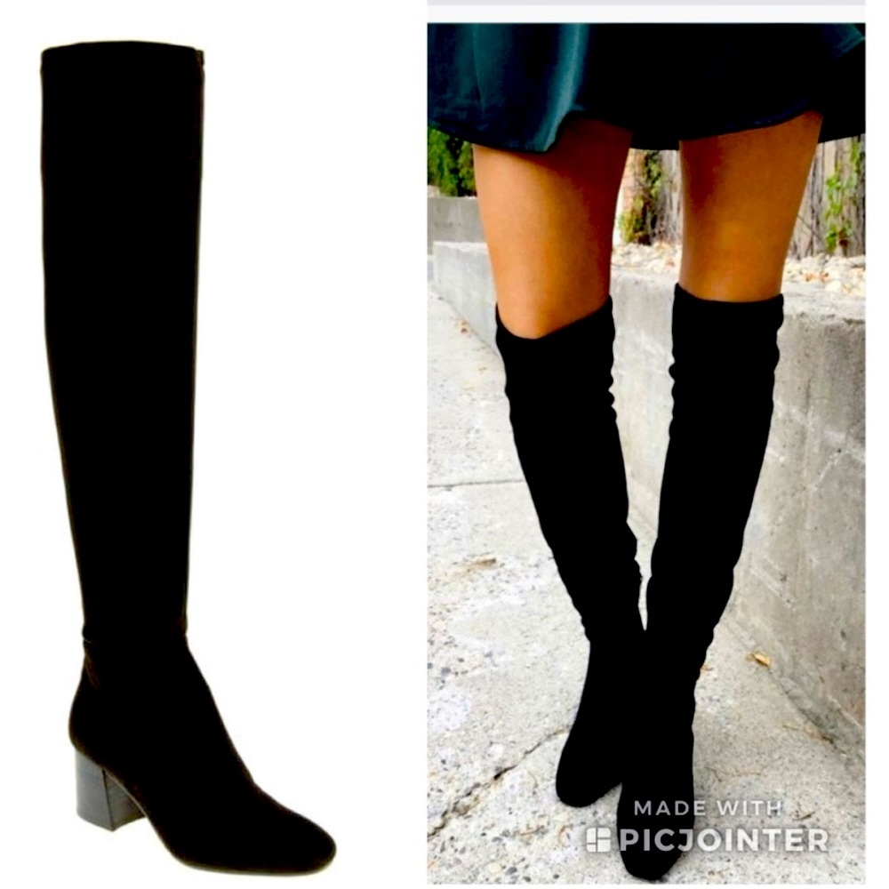 Over knee stretch suede boots